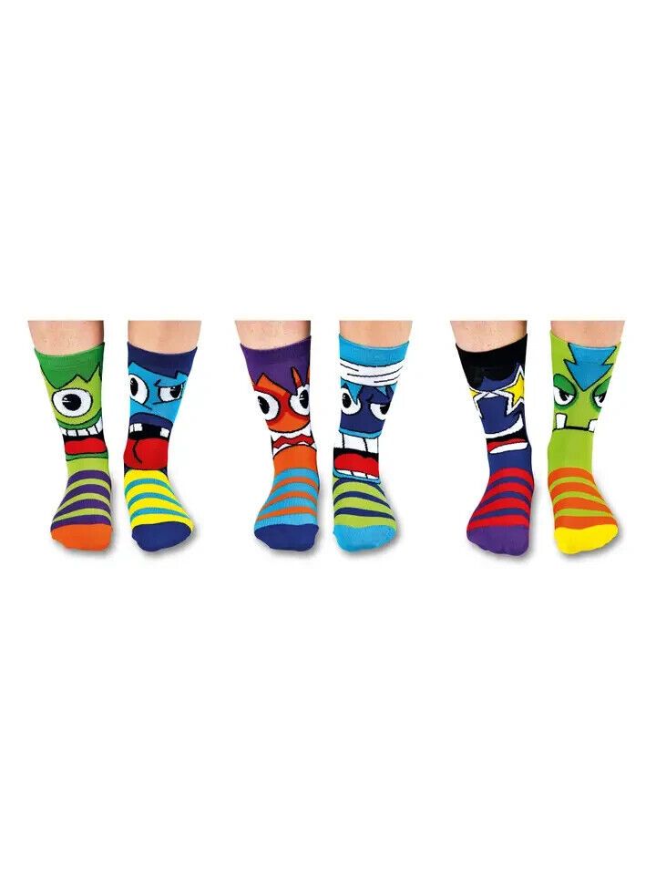 United Oddsocks "The Mashers"  Kids Size UK 12-6  Set Of 6 Odd Socks - Pixel Corner