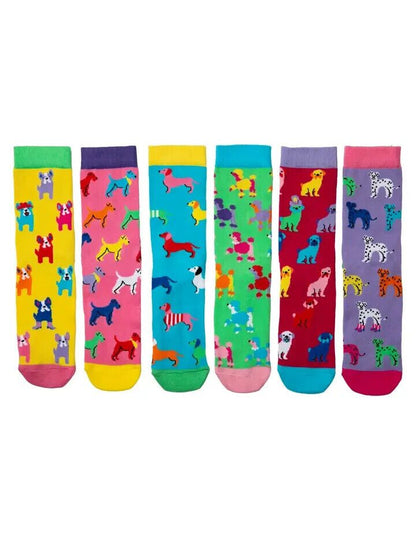 UNITED ODDSOCKS HOT DOG  SIX DOG ODD SOCKS FOR LADIES UK 4 - 8 GIFT IDEA - Pixel Corner