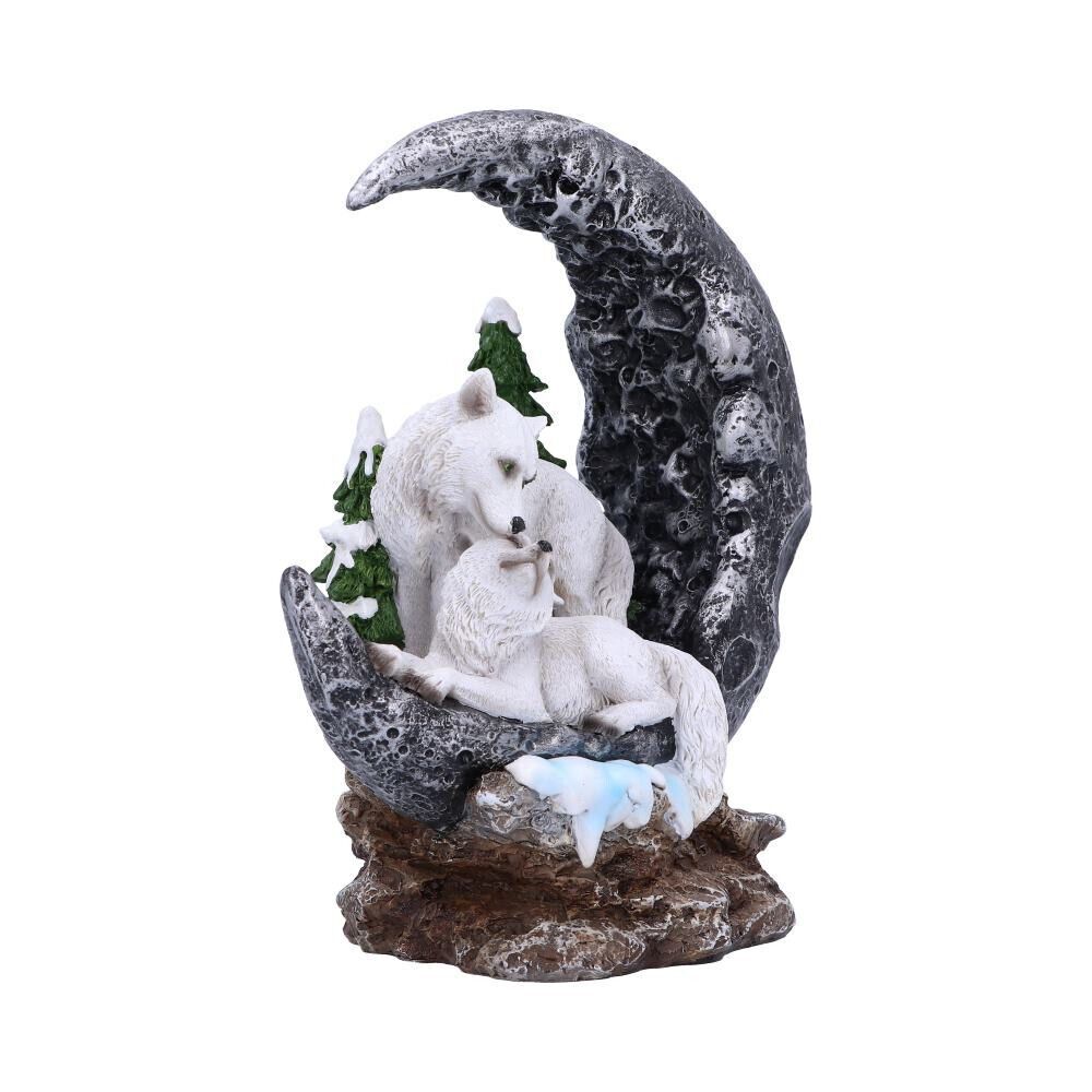 White Wolf Ornament Lunar Companions Moon Snow Figurine Light Up Nemesis Now