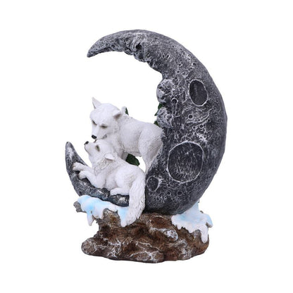 White Wolf Ornament Lunar Companions Moon Snow Figurine Light Up Nemesis Now