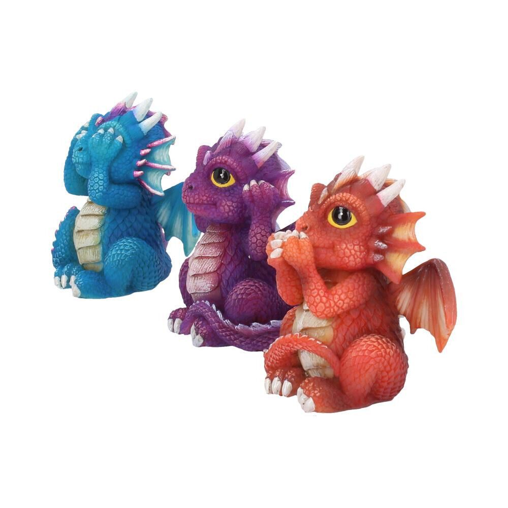 Three Wise Dragonlings Figurine by Nemesis Now - 8.5cm - Pixel Corner