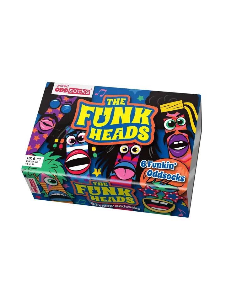 MENS UNITED ODDSOCKS THE FUNK HEADS NOVELY SOCKS FOR MEN UK 6 - 11 GIFT BOXED - Pixel Corner