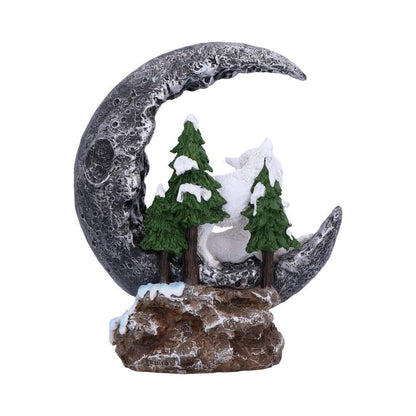 White Wolf Ornament Lunar Companions Moon Snow Figurine Light Up Nemesis Now