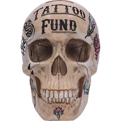 Tattoo Fund (Bone) Natural Bone Coloured Skull Money Box | Nemesis Now | Quirky Decor - Pixel Corner