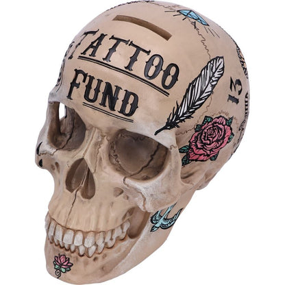 Tattoo Fund (Bone) Natural Bone Coloured Skull Money Box | Nemesis Now | Quirky Decor - Pixel Corner