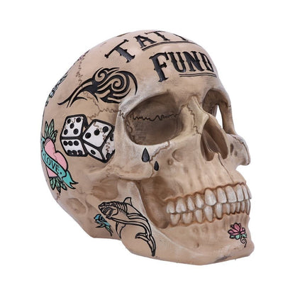 Tattoo Fund (Bone) Natural Bone Coloured Skull Money Box | Nemesis Now | Quirky Decor - Pixel Corner